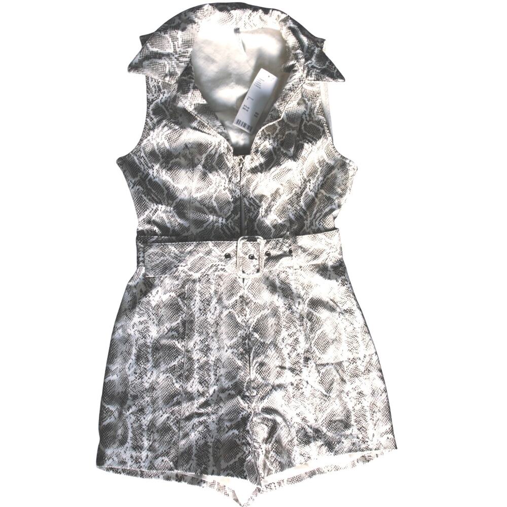 Urban Outfitters Viper Print Romper | Black & White | Vegan Leather  S | NWT | - Picture 3 of 8